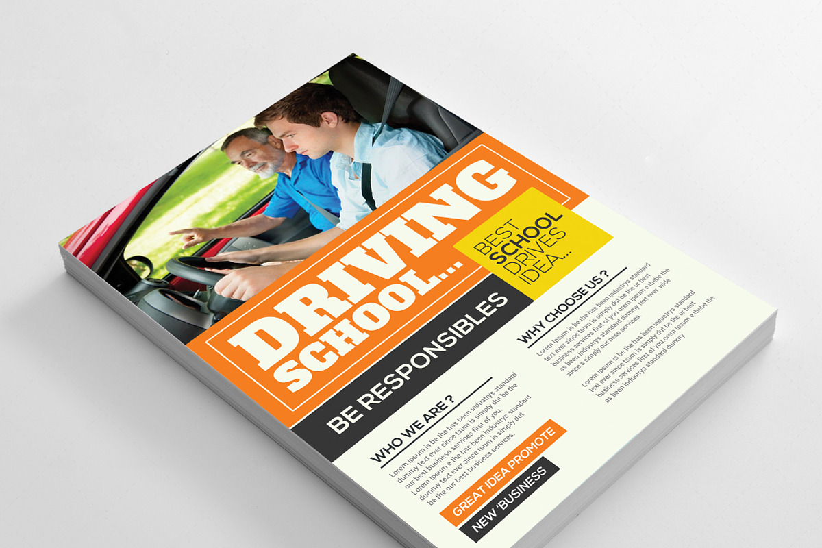 Driving School Flyer Template, a Flyer Template by graphicforest