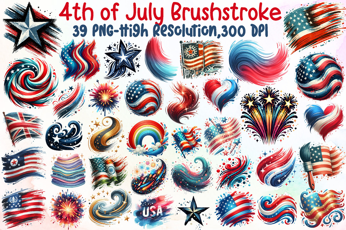 4th of July Brushstroke Sublimation, an Illustration by Sublimation Artist (Photo 1 of 6)