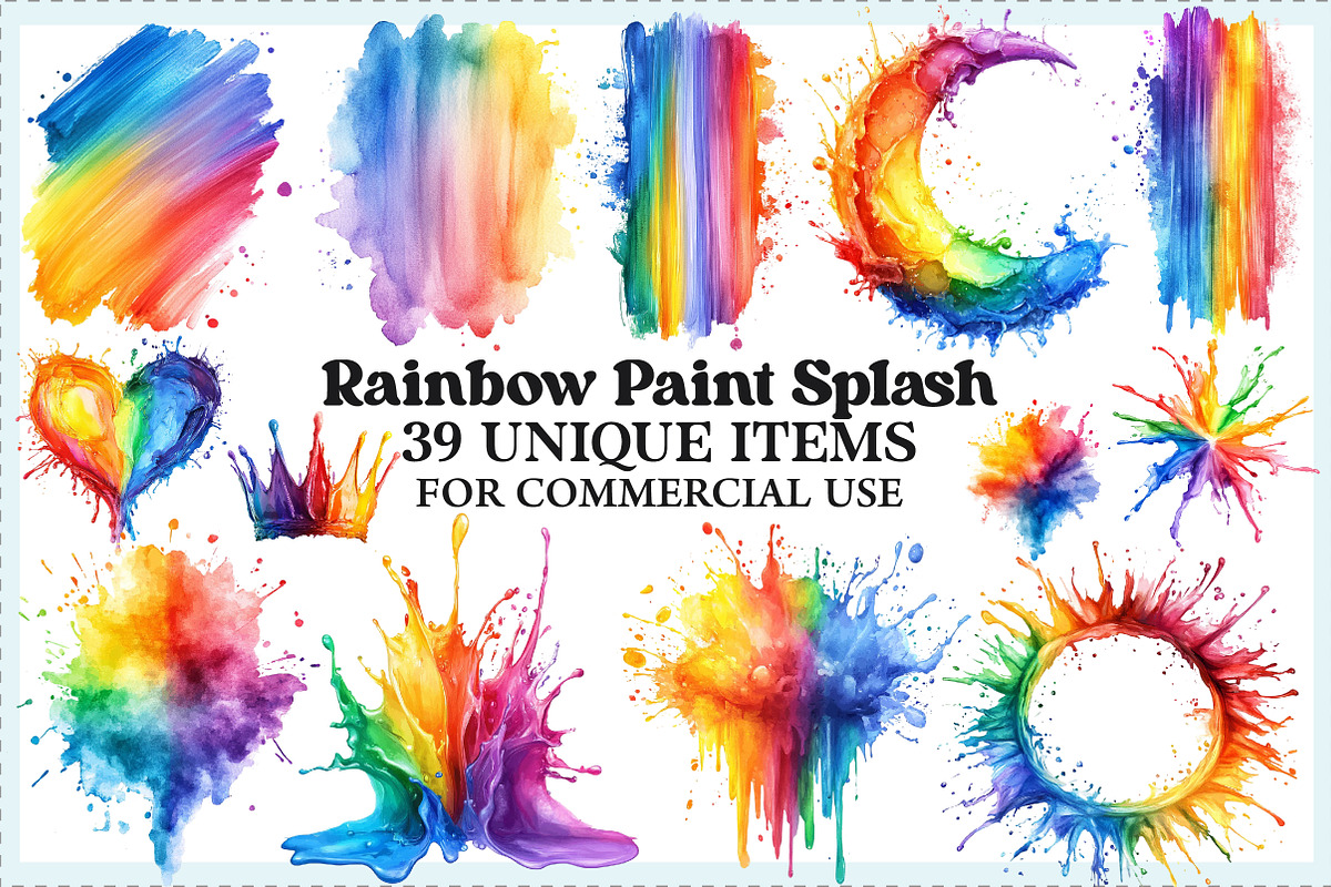 Watercolor Rainbow Paint Splash PNG, an Illustration by Craft Nest (Photo 1 of 9)