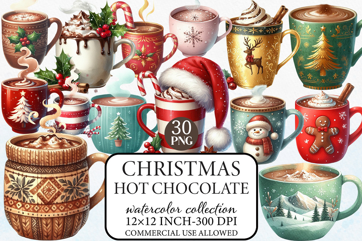 Hot Chocolate Christmas Clipart, an Illustration by Libby Wishes (Photo 1 of 4)