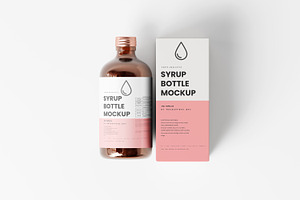 Syrup Bottle And Box Mockups