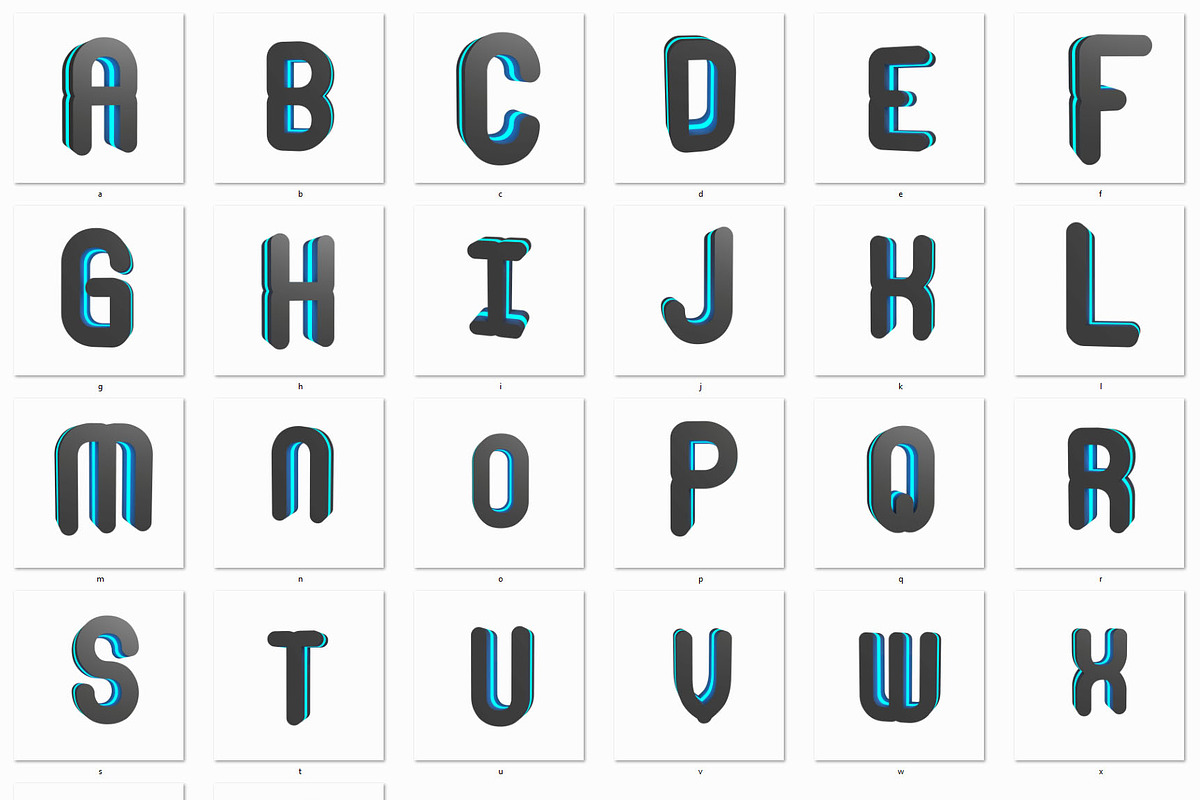 Blue Neon 2 - 3D Lettering + Font preview 4