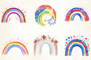 Watercolor Rainbow 4th of July, an Illustration by DreamCafeArt (Thumbnail 3 of 5)