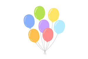 Rainbow balloon bunch. Doodle bundle, an Object Illustration by winwin.art