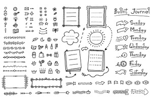 Bullet journal doodle set - hand, a Decorative Illustration by Sabelskaya