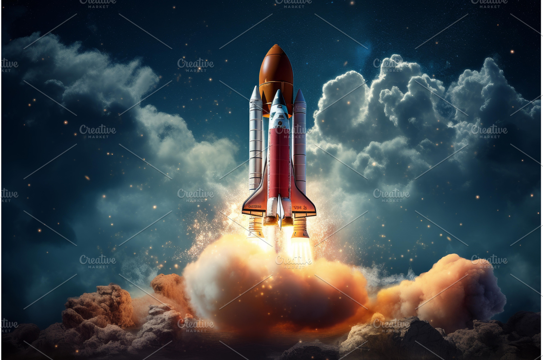 Swift Rocket ship blasting. Generate, a Technology Photo by Ylivdesign