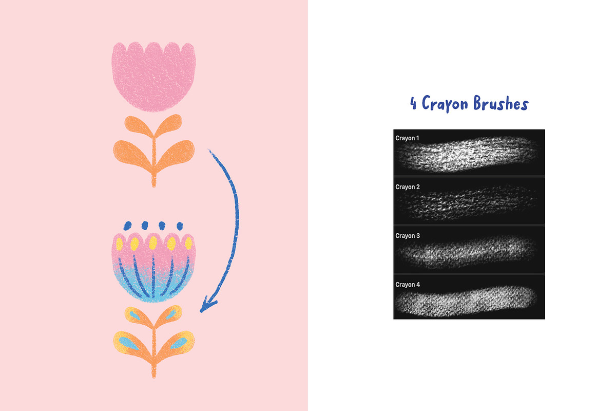 Crayon Florals 113 Procreate Brushes, a Brush Add-On by Pencil Twist (Photo 6 of 10)
