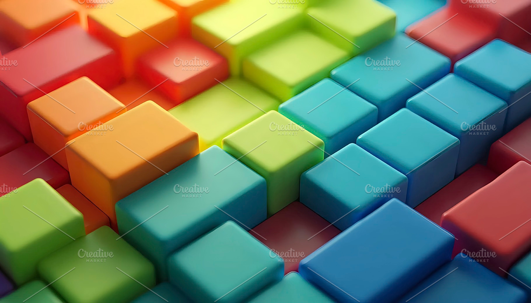 Bold 3D Abstract Blocks In Vibrant C, a Photo by LOGOCREATIVE