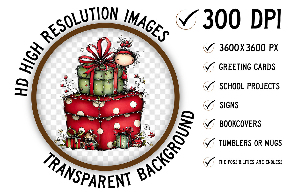 Whimsical Christmas Clipart, an Illustration by Craft Nest (Photo 2 of 8)