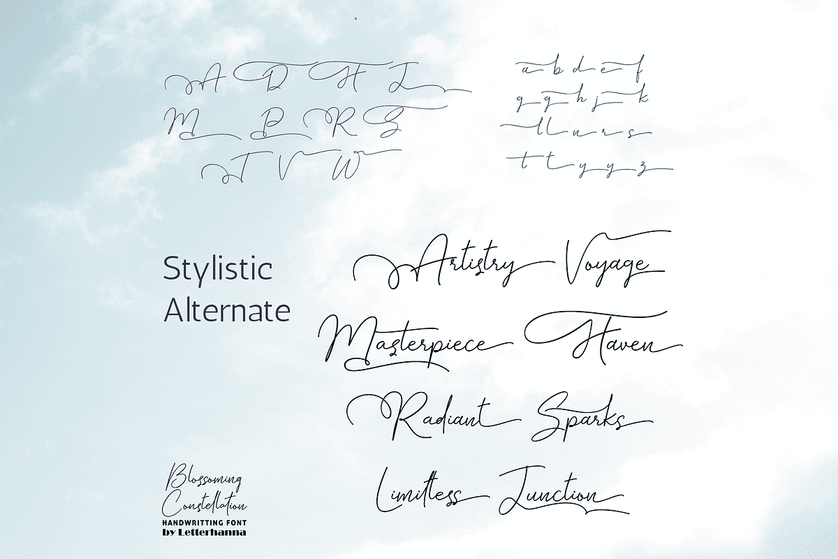 Blossoming Constellation Font, a Handwritten Font by Letterhanna Studio (Photo 5 of 13)