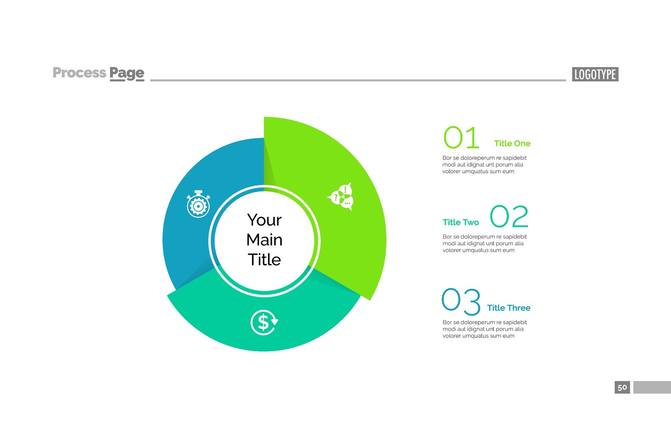 Three Sectors Segments Slide Template, a Texture Graphic by SurfsUpVector