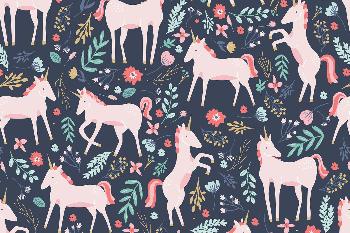 Unicorn Fields Seamless Pattern, a Pattern Graphic by origamiprints (Photo 3 of 4)