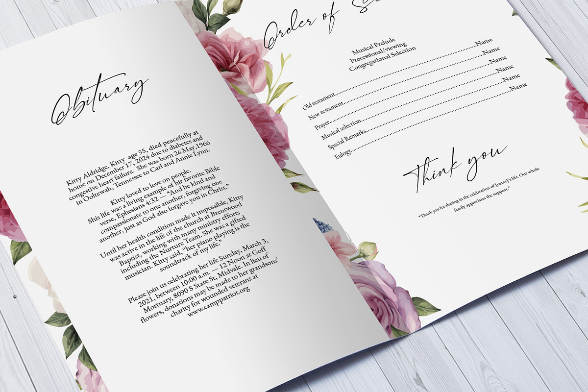 Floral Funeral Program Template, a Brochure Template by Template Shop (Photo 3 of 5)