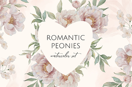 ROMANTIC PEONIES watercolor set