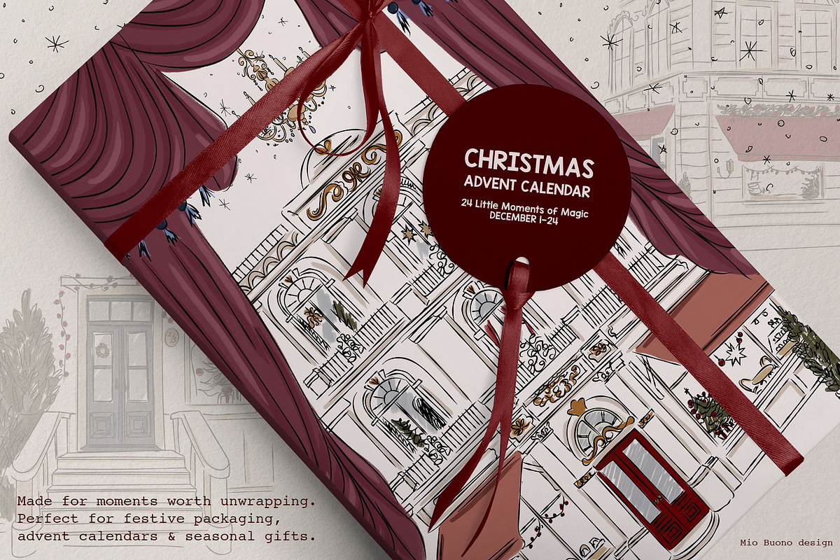 Midnight Town – Winter Line Art, a Seasonal Illustration by Mio Buono (Photo 2 of 18)