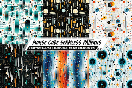 Morse Code 6 Seamless Patterns, a Graphic by one-touch