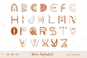 Boho Rainbow Alphabet Clipart