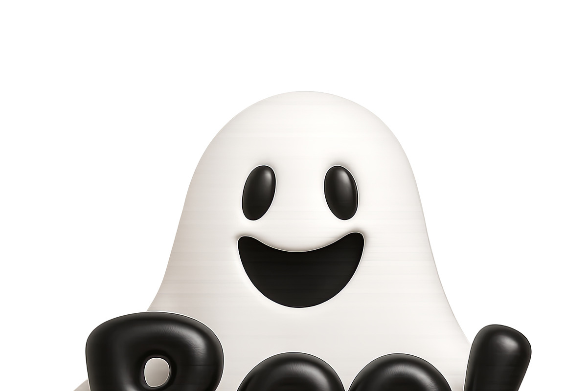 Halloween ghost with boo lettering o, an Illustration by Dvoevnore photos