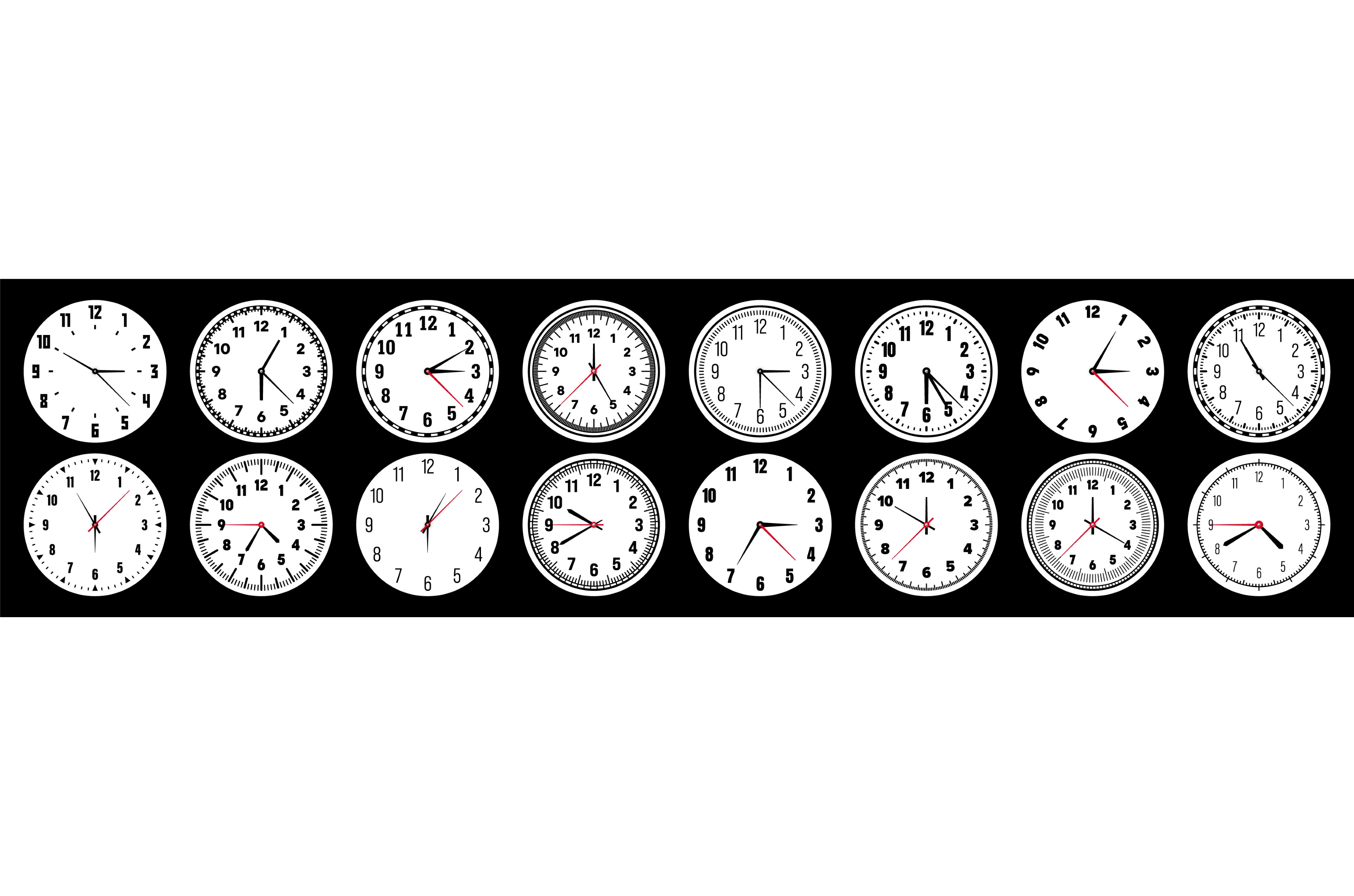 Mechanical clock faces with hands, an Object Illustration by 32pixels
