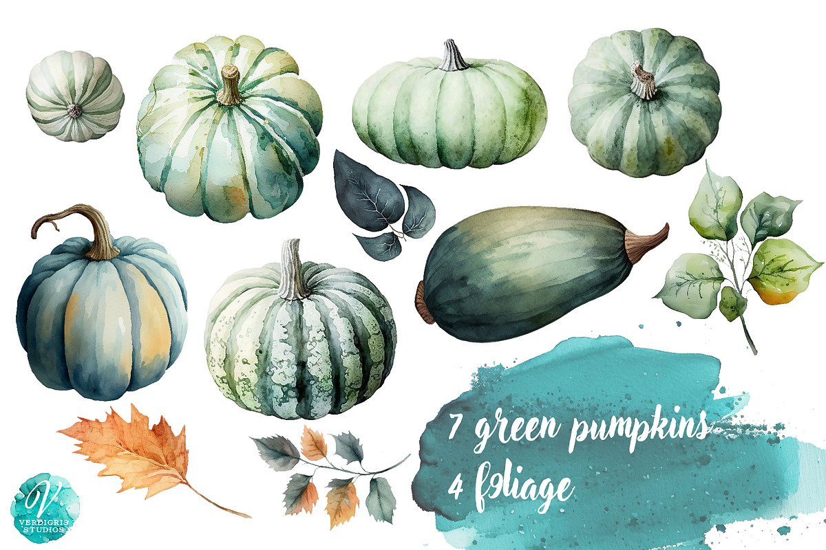 Watercolor Pumpkins, an Object Illustration by Verdigris Studios (Photo 3 of 4)