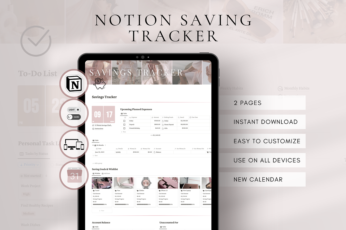 Notion Saving Tracker Template, a Templates & Theme by BRANDcontent (Photo 1 of 7)