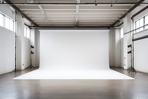 Interior of a photo studio with empt, a Photo by Iftikhar Alam