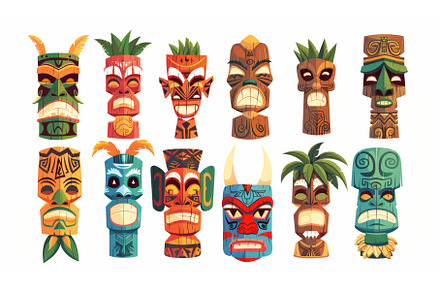 The golden tiki masks are isolated, an Arts & Entertainment Photo by ZinetroN