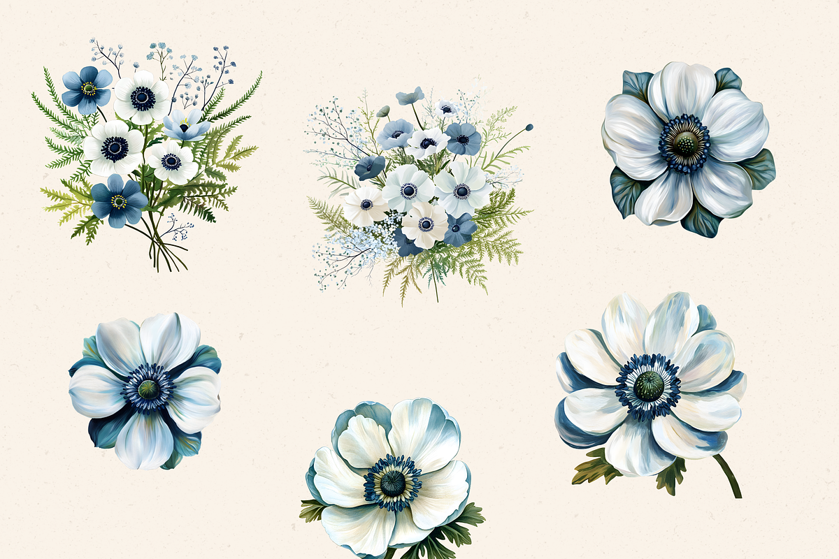 BLUE WHITE HYDRANGEA WEDDING PNG, a Decorative Illustration by Daring Digies (Photo 7 of 10)