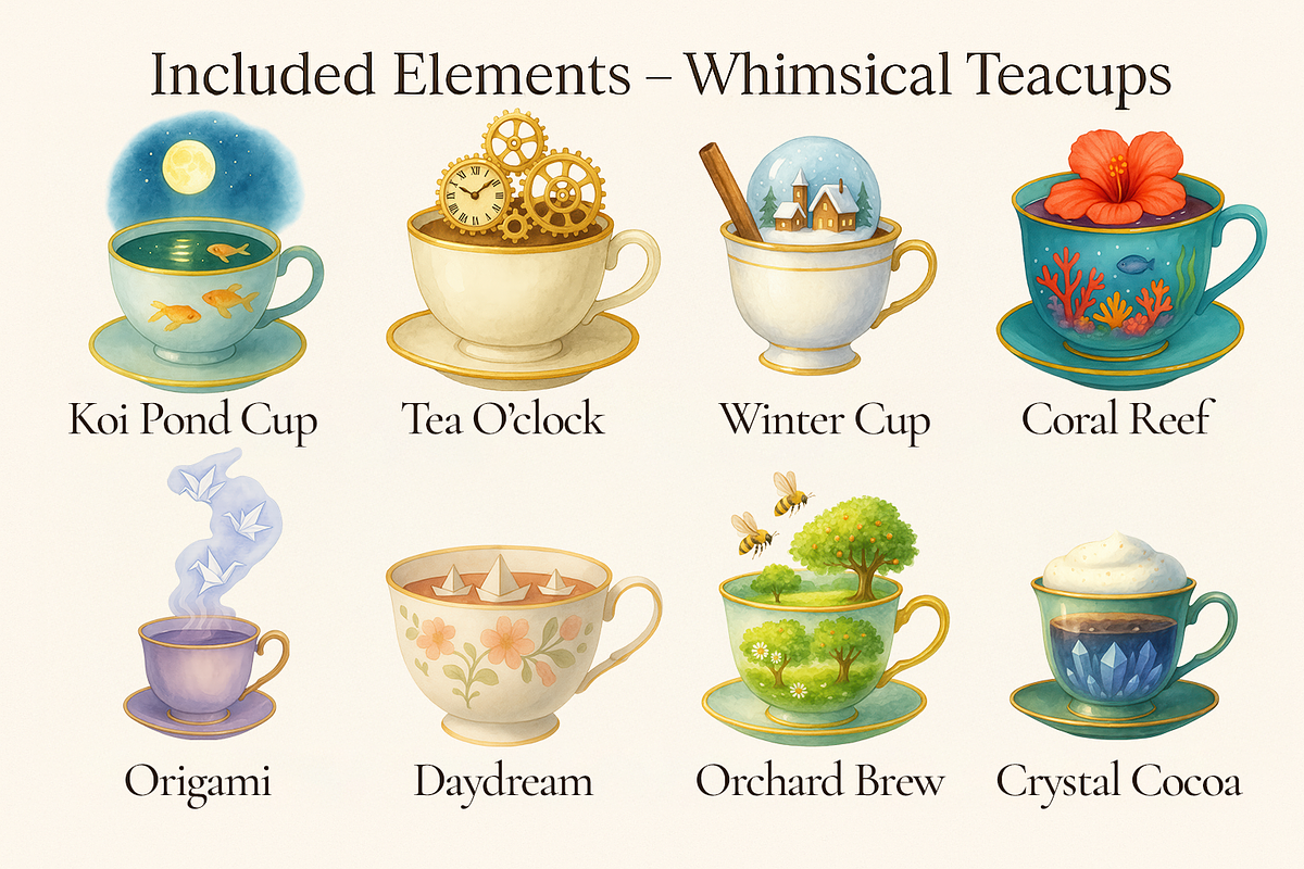 Cabinet of Curious Teacups, an Object Illustration by Curve Design (Photo 4 of 6)