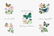 watercolor butterfly wildflower set, a Decorative Illustration by Patishop Art (Thumbnail 2 of 6)