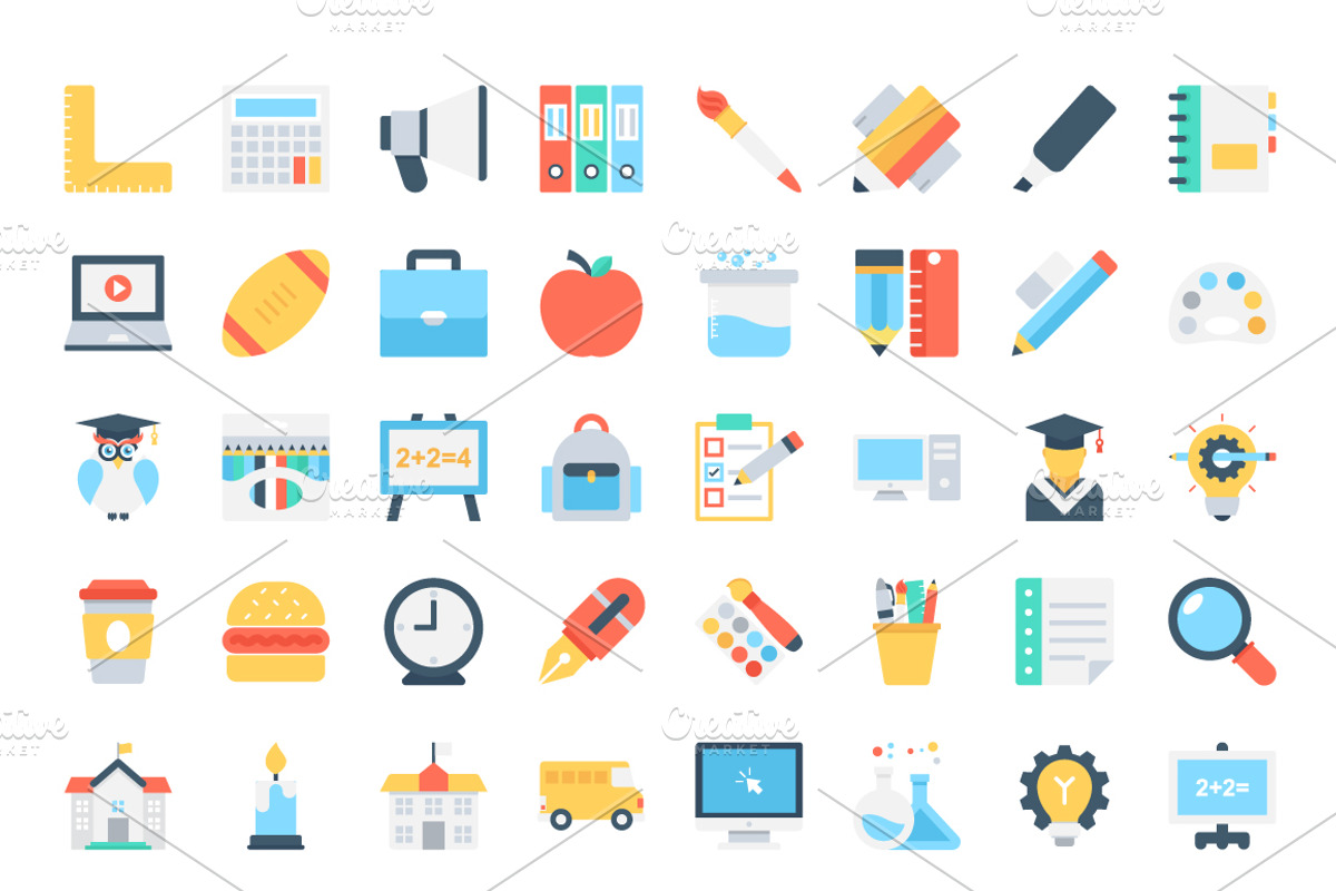 205 Flat Education Icons, an Icon by Vectors Market