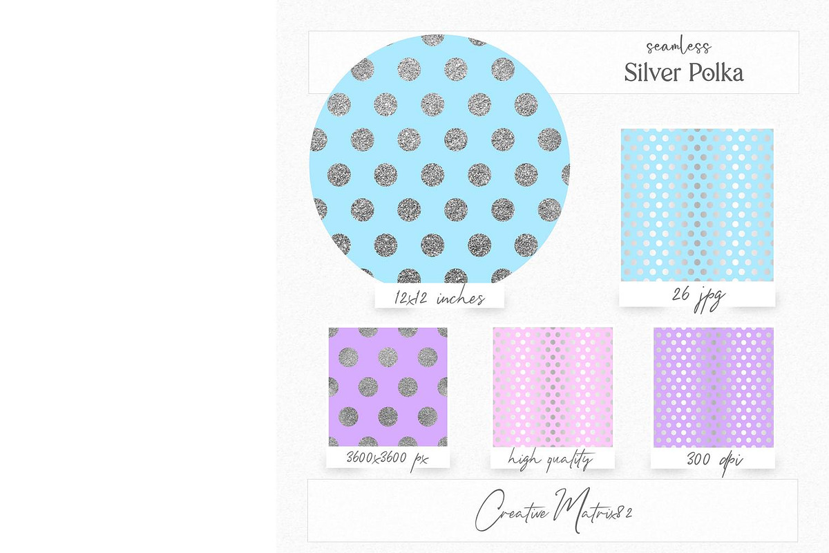 Pastel Polka Dots, Silver Glitter, a Pattern Graphic by Creative Matrix82 (Photo 2 of 7)