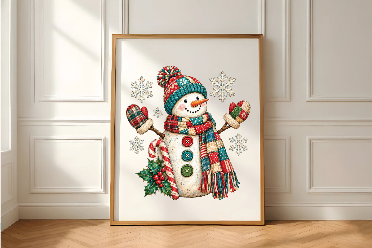 Vintage Snowman Christmas PNG, a Seasonal Illustration by Daily.Designs (Photo 5 of 5)