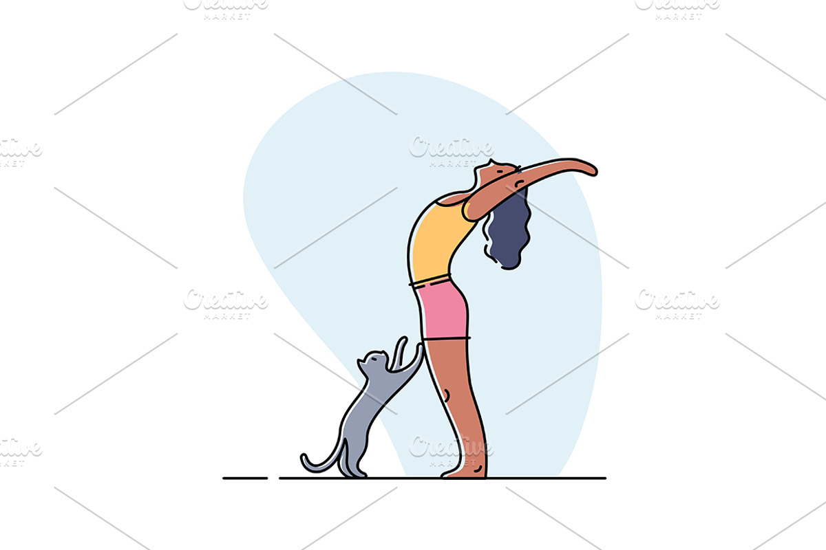 Yoga practice & cat illustration set, a Healthcare Illustration by tetiana.svirska (Photo 11 of 17)