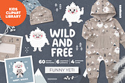 Yeti Clipart, Cards & Patterns, a Seasonal Illustration by Ejevyaka (Thumbnail 1 of 7)