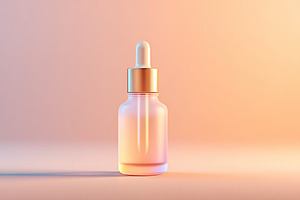 Elegant matte glass dropper bottle with a soft gradient in a serene pastel back, a Photo by AlyaAnd
