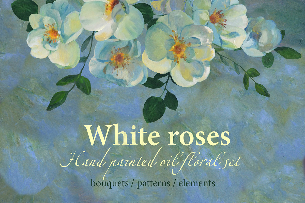 White roses. Hand painted floral set, a Pattern Graphic by olly87 (Photo 1 of 5)