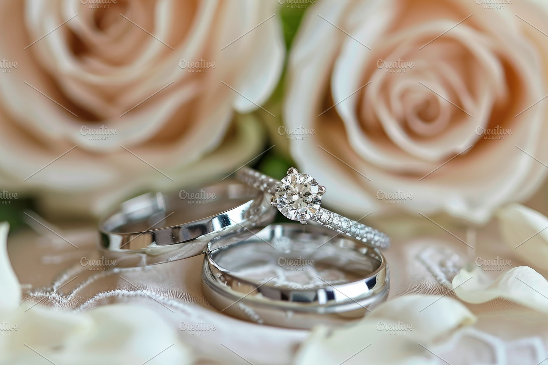 Two elegant wedding bands and a stun, a Photo by Tanuart