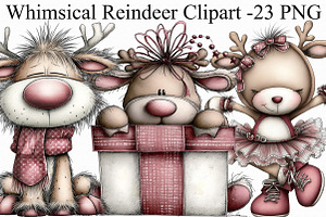 Whimsical Reindeer Clipart, an Illustration by Libby Wishes