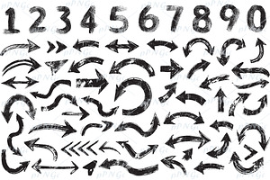 Grunge Arrows & Numbers Clipart, a Solid Icon by PassionPNGcreation