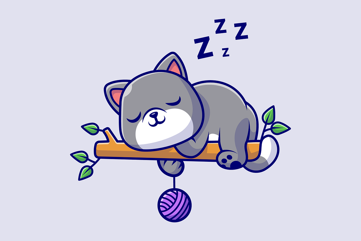 Cute Cat Sleeping On Tree Cartoon, an Animal Illustration by Catalyst Labs (Photo 3 of 3)