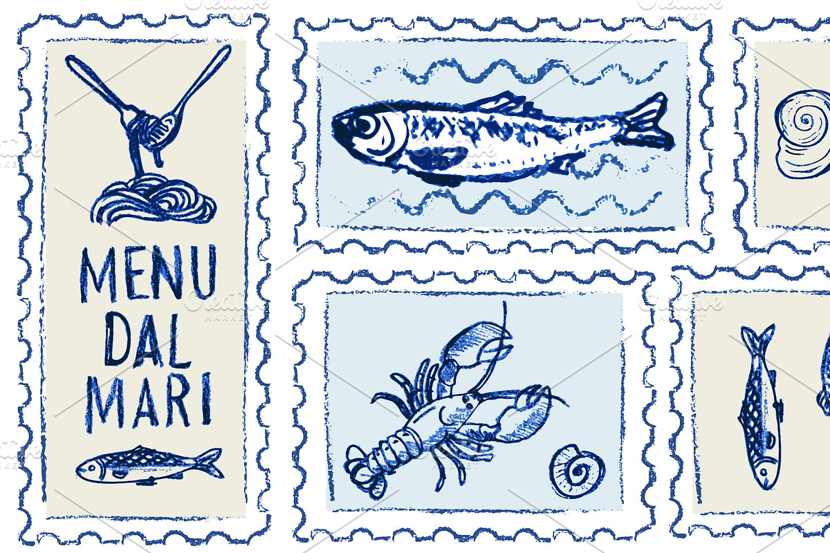 Hand drawn Amalfi coast postage, a Food Illustration by Zimages (Photo 3 of 3)