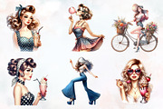 Trendy Vintage Girl Clipart, an Illustration by RobertsArt (Thumbnail 3 of 7)