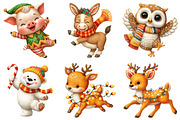 Dancing Animals Christmas Watercolor, an Illustration by Craft Nest (Thumbnail 8 of 11)