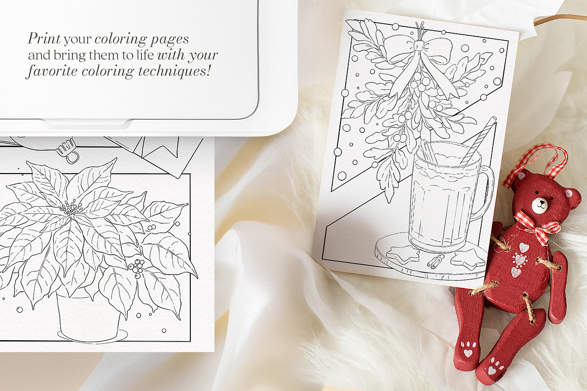 Winter Holidays Coloring Pages, a Seasonal Illustration by Deveze Art & Co (Photo 2 of 7)