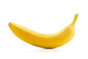 Fresh banana isolated on white featuring banana, fruit, and isolated