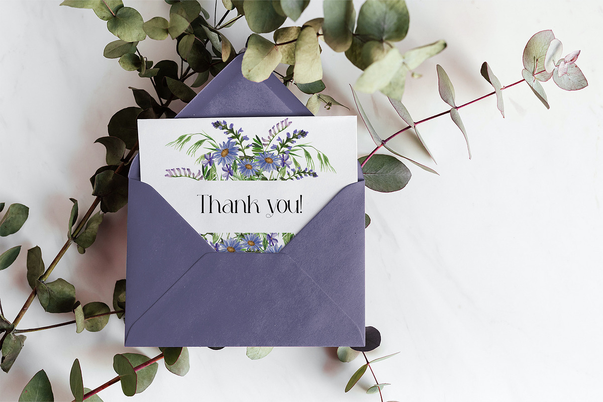 Dusk Blue Watercolor Florals, a Decorative Illustration by Catch the Dream Art (Photo 11 of 12)