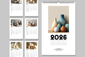 Minimal Art Wall Calendar 2026, a Stationery Template by ContestDesign