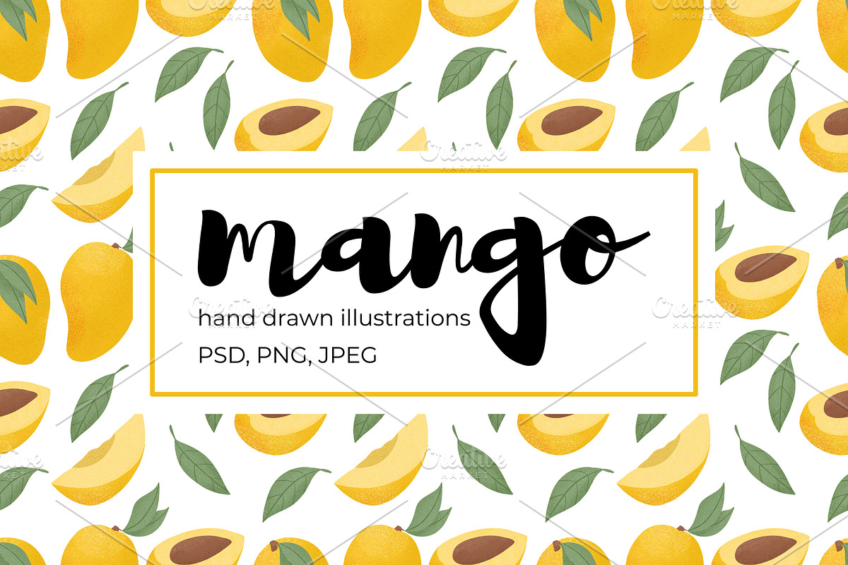 Mango hand drawn clip art, a Food Illustration by Thkatefox (Photo 1 of 6)