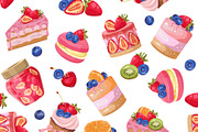 Berry & Pastry Seamless Patterns Set, a Pattern Graphic by artdemidova (Thumbnail 8 of 12)